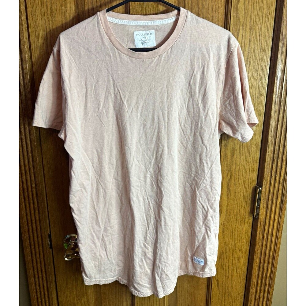 Hollister Longline Fit Pink Logo Crew Neck Short Sleeve T-Shirt Men's M